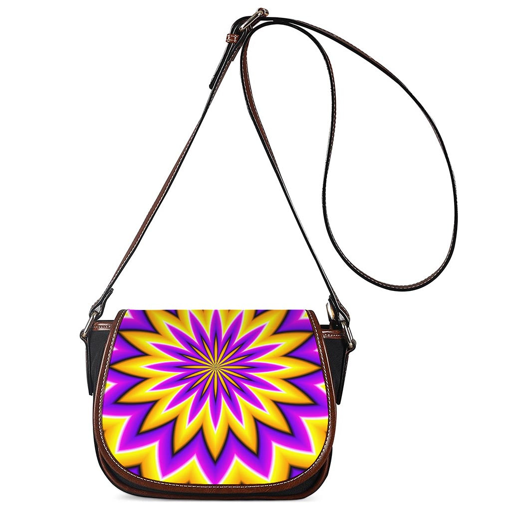 Yellow Flower Moving Optical Illusion Saddle Bag