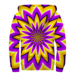 Yellow Flower Moving Optical Illusion Sherpa Lined Zip Up Hoodie
