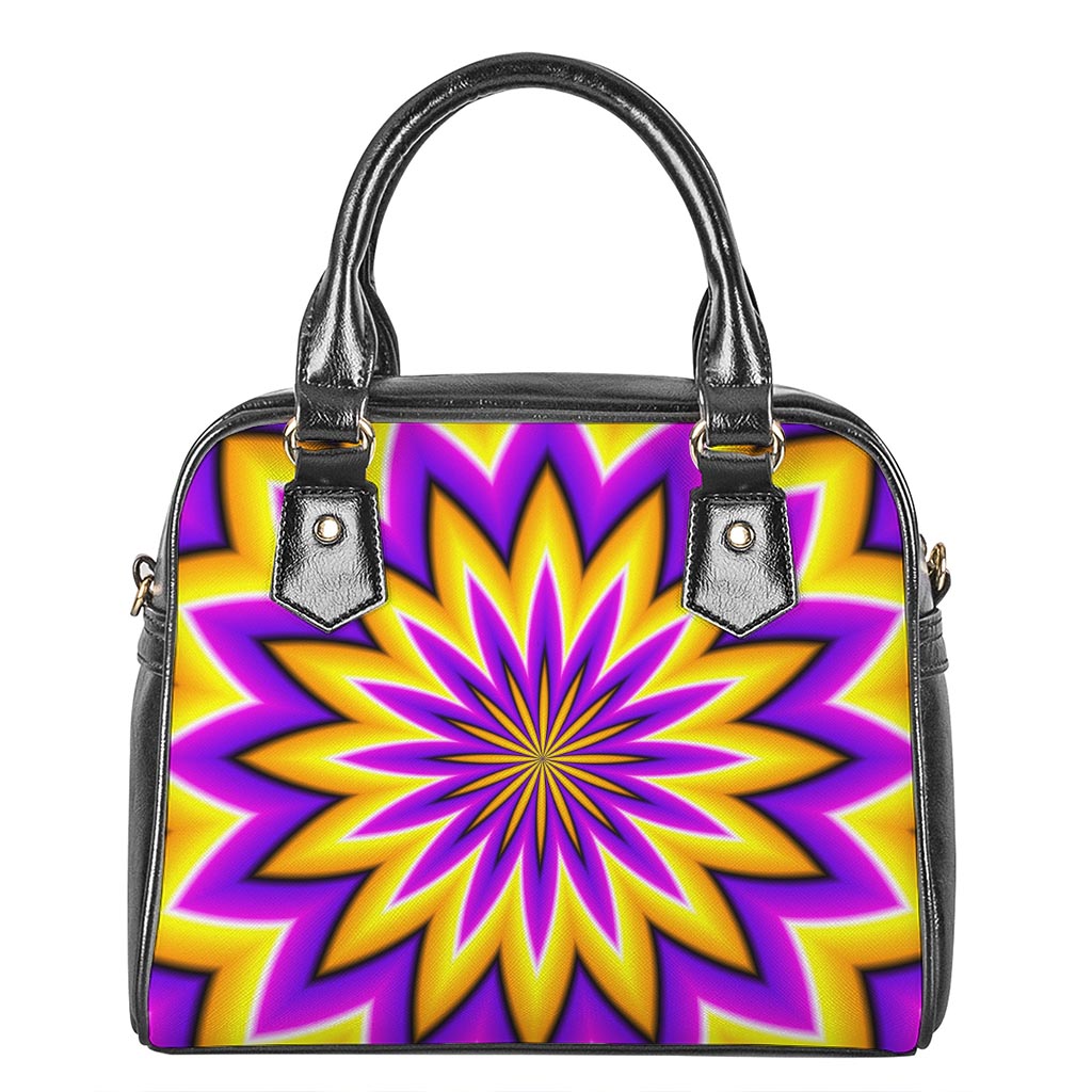 Yellow Flower Moving Optical Illusion Shoulder Handbag