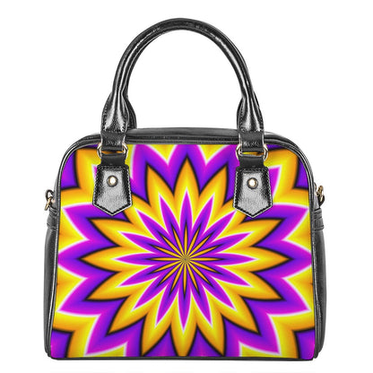 Yellow Flower Moving Optical Illusion Shoulder Handbag