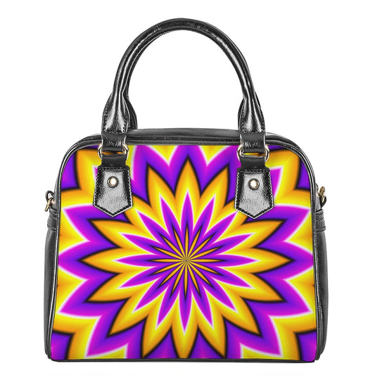 Yellow Flower Moving Optical Illusion Shoulder Handbag