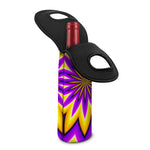Yellow Flower Moving Optical Illusion Single Neoprene Wine Tote