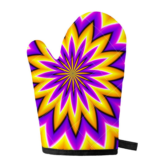 Yellow Flower Moving Optical Illusion Single Oven Mitt