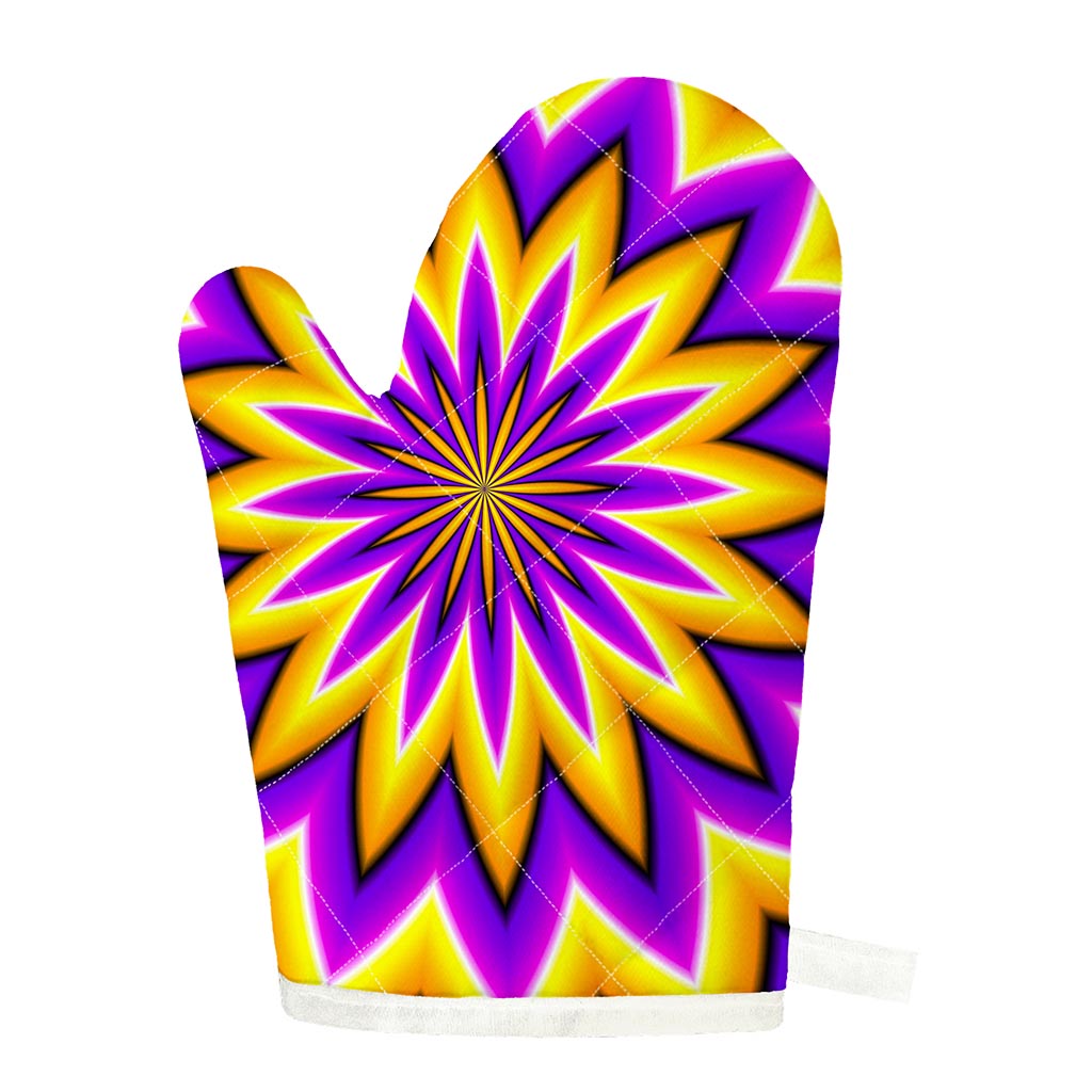 Yellow Flower Moving Optical Illusion Single Oven Mitt