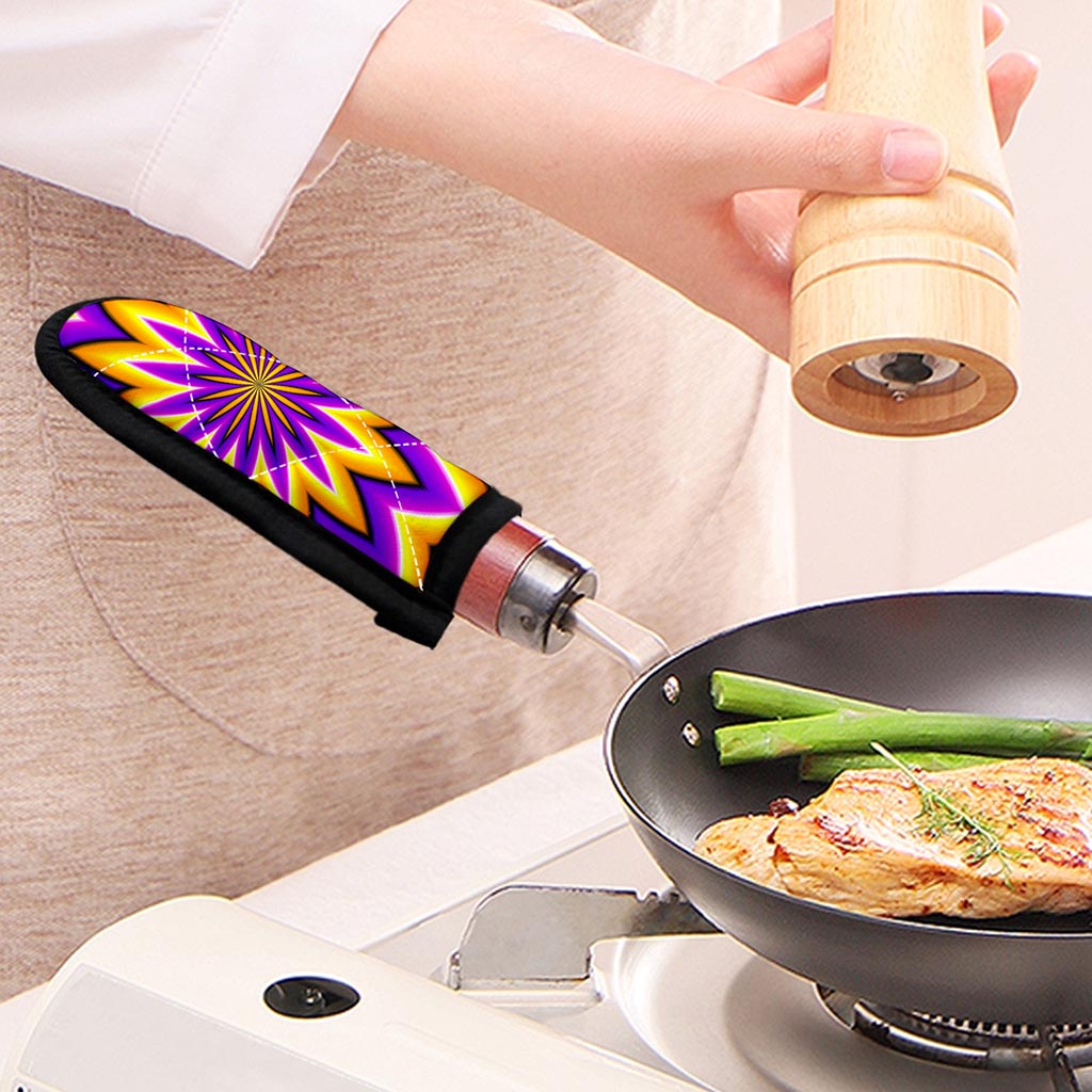 Yellow Flower Moving Optical Illusion Skillet Handle Cover