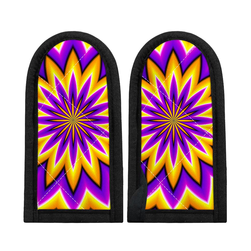 Yellow Flower Moving Optical Illusion Skillet Handle Cover