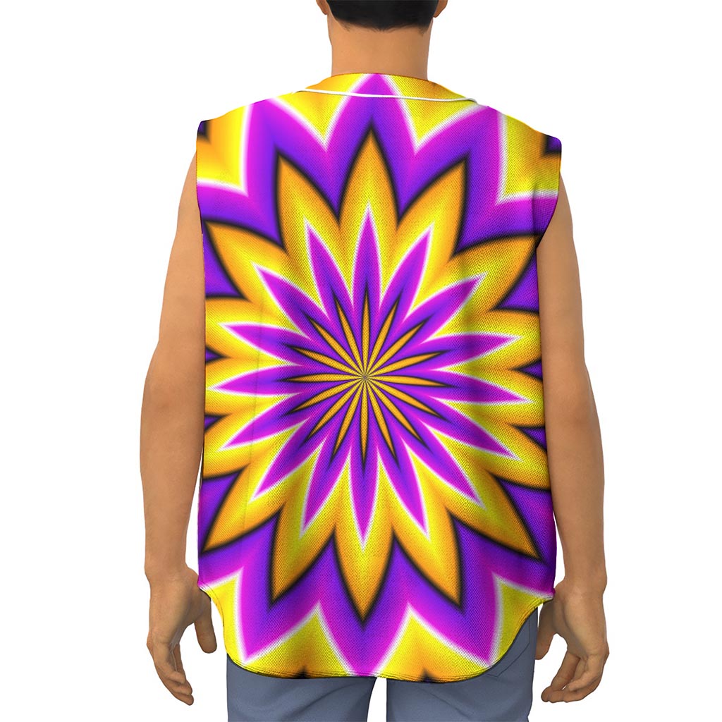 Yellow Flower Moving Optical Illusion Sleeveless Baseball Jersey