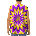 Yellow Flower Moving Optical Illusion Sleeveless Baseball Jersey