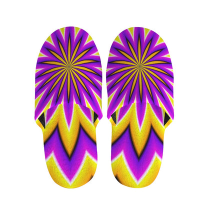 Yellow Flower Moving Optical Illusion Slippers
