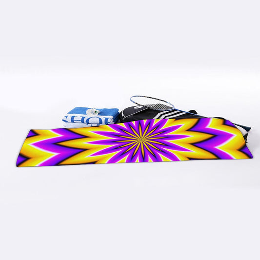 Yellow Flower Moving Optical Illusion Sports Towel