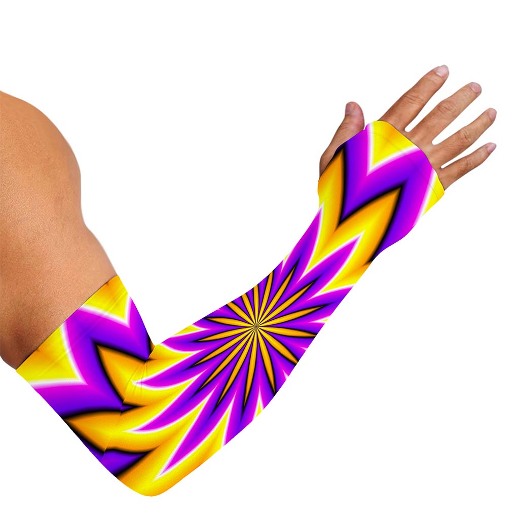 Yellow Flower Moving Optical Illusion Sun Protection Arm Sleeves