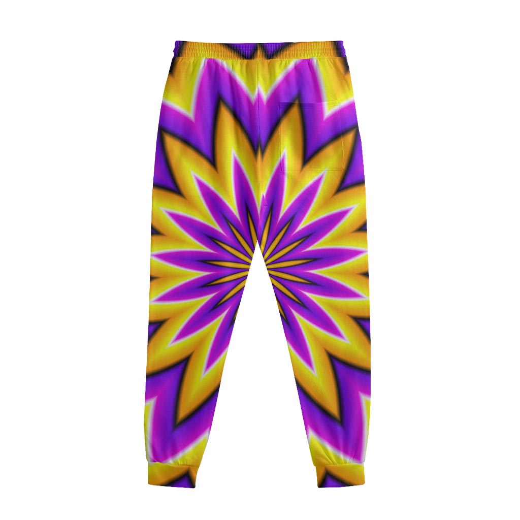 Yellow Flower Moving Optical Illusion Sweatpants