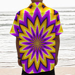 Yellow Flower Moving Optical Illusion Textured Short Sleeve Shirt
