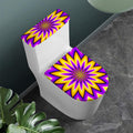 Yellow Flower Moving Optical Illusion Toilet Lid And Tank Cover Set