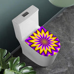 Yellow Flower Moving Optical Illusion Toilet Lid Cover