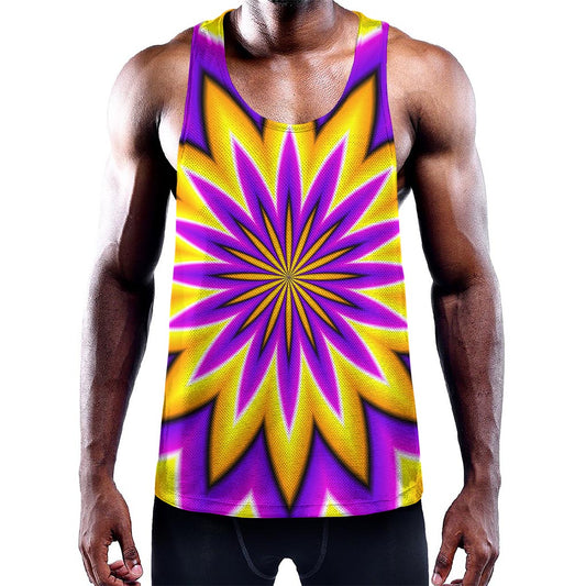 Yellow Flower Moving Optical Illusion Training Tank Top