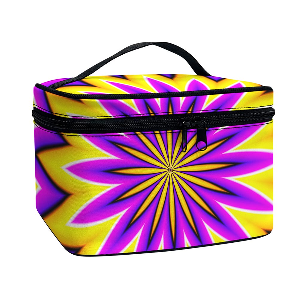 Yellow Flower Moving Optical Illusion Travel Makeup Bag