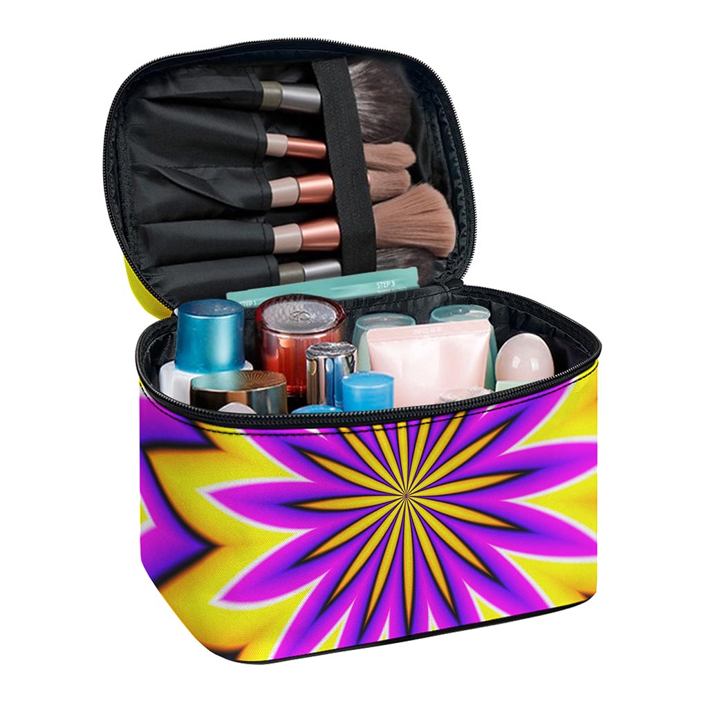 Yellow Flower Moving Optical Illusion Travel Makeup Bag