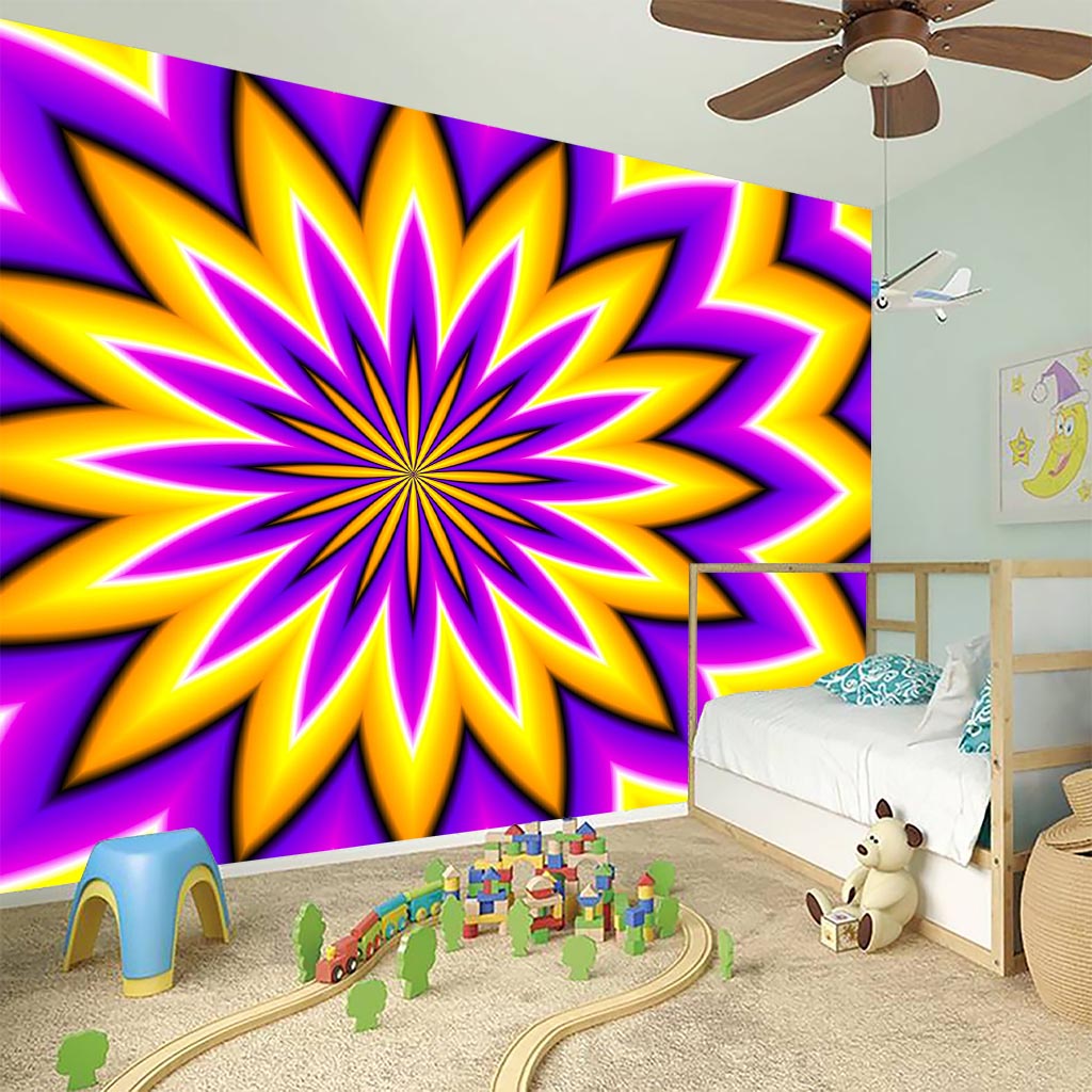 Yellow Flower Moving Optical Illusion Wall Sticker