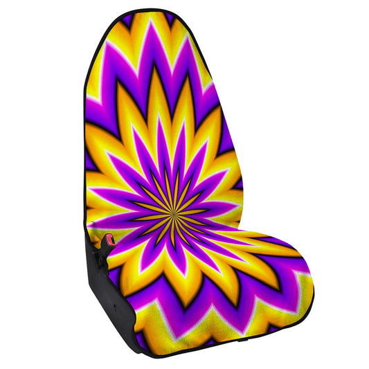 Yellow Flower Moving Optical Illusion Waterproof Car Seat Cover