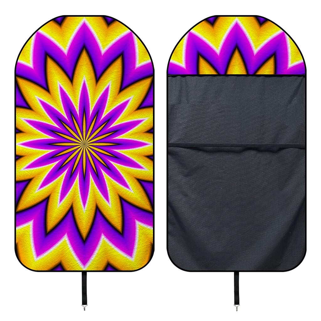 Yellow Flower Moving Optical Illusion Waterproof Car Seat Cover