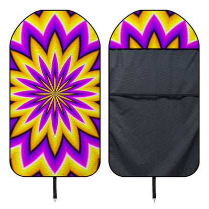 Yellow Flower Moving Optical Illusion Waterproof Car Seat Cover