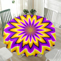 Yellow Flower Moving Optical Illusion Waterproof Round Tablecloth