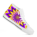 Yellow Flower Moving Optical Illusion White High Top Sneakers