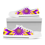 Yellow Flower Moving Optical Illusion White Low Top Sneakers