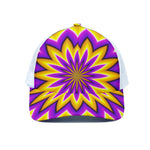 Yellow Flower Moving Optical Illusion White Mesh Trucker Cap