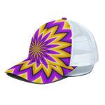 Yellow Flower Moving Optical Illusion White Mesh Trucker Cap