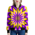 Yellow Flower Moving Optical Illusion Women's Bomber Jacket