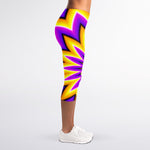 Yellow Flower Moving Optical Illusion Women's Capri Leggings