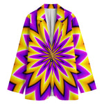 Yellow Flower Moving Optical Illusion Women's Cotton Blazer