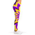 Yellow Flower Moving Optical Illusion Women's Leggings