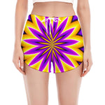 Yellow Flower Moving Optical Illusion Women's Split Running Shorts