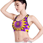 Yellow Flower Moving Optical Illusion Women's Sports Bra