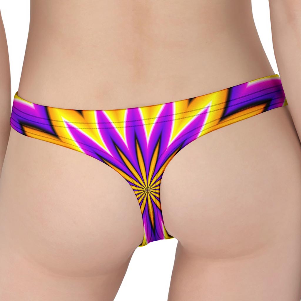 Yellow Flower Moving Optical Illusion Women's Thong