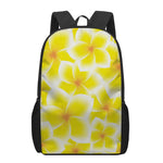 Yellow Frangipani Pattern Print 17 Inch Backpack