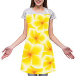 Yellow Frangipani Pattern Print Adjustable Apron