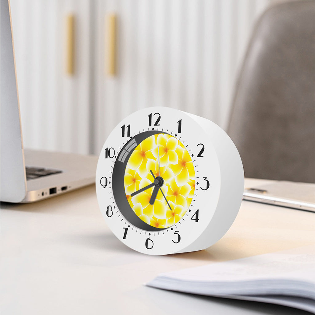 Yellow Frangipani Pattern Print Alarm Clock