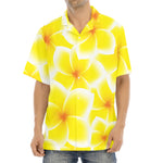 Yellow Frangipani Pattern Print Aloha Shirt