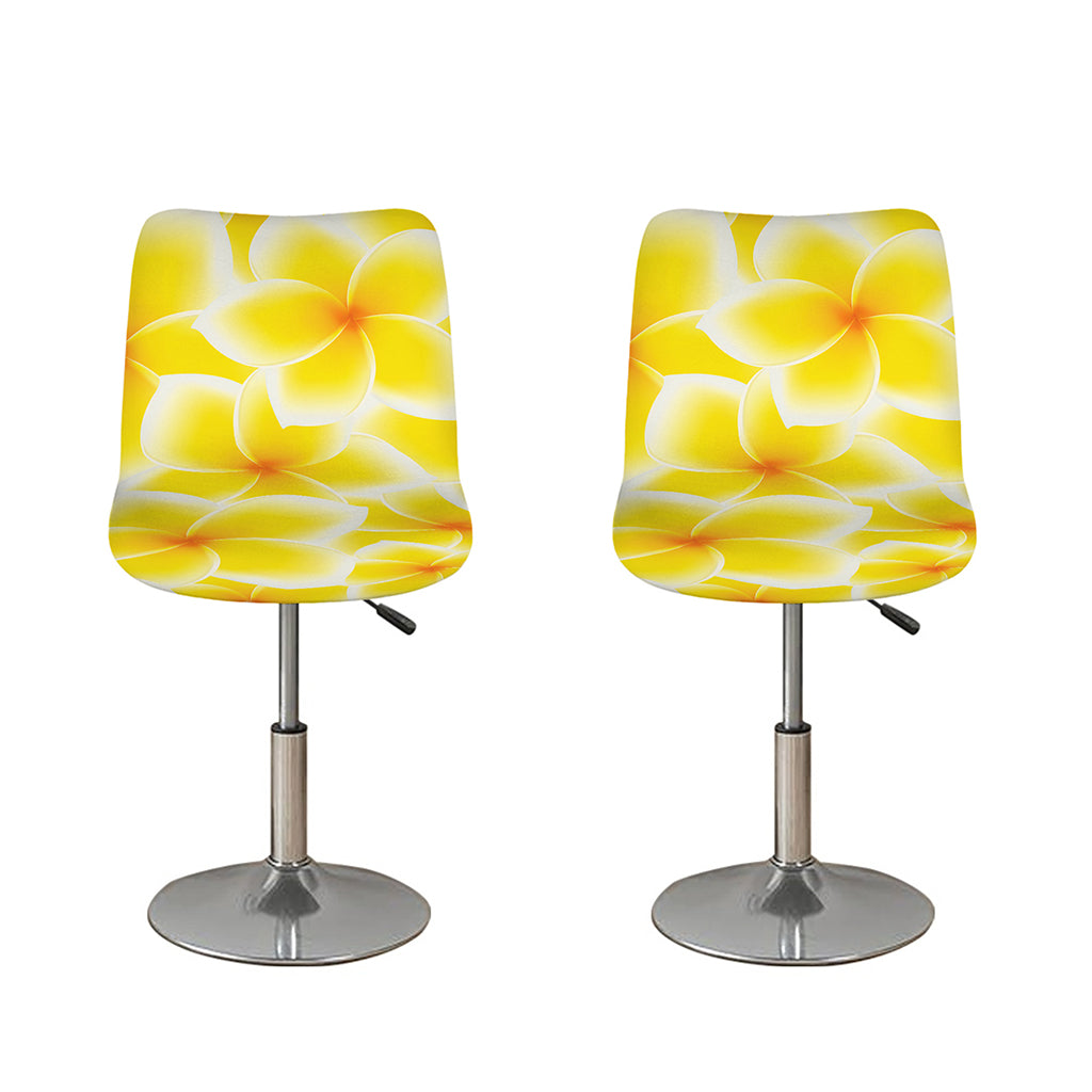 Yellow Frangipani Pattern Print Bar Stool Covers