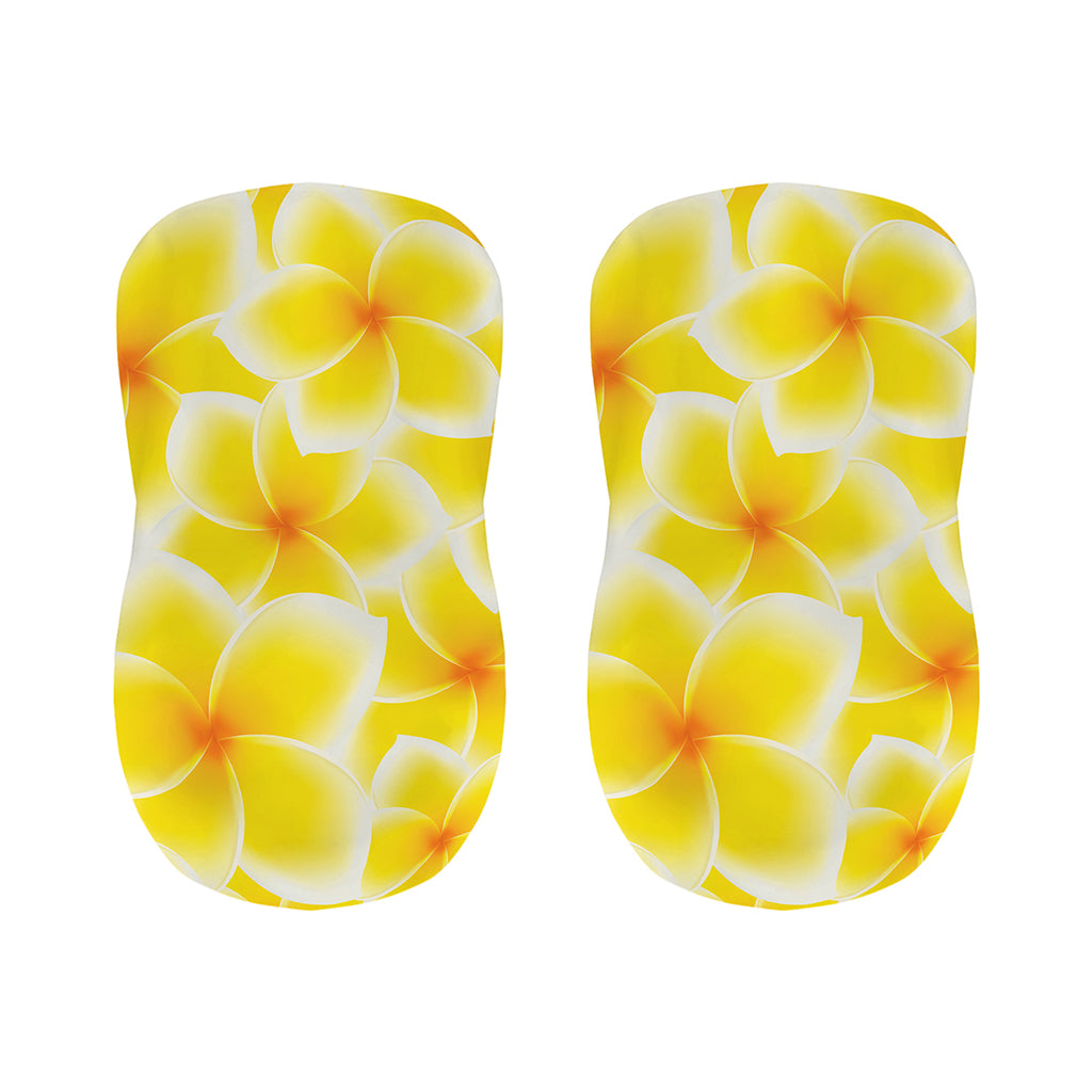Yellow Frangipani Pattern Print Bar Stool Covers