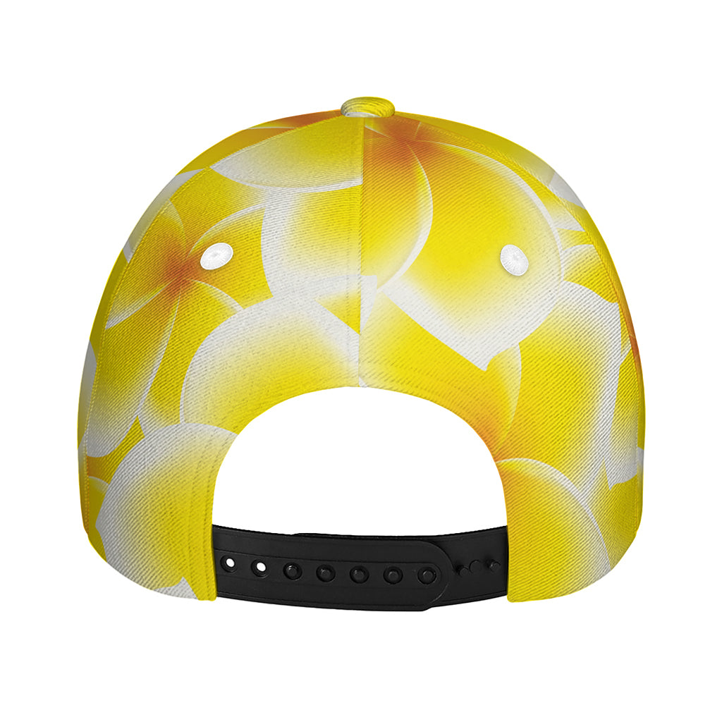 Yellow Frangipani Pattern Print Baseball Cap