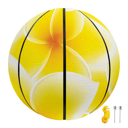 Yellow Frangipani Pattern Print Basketball