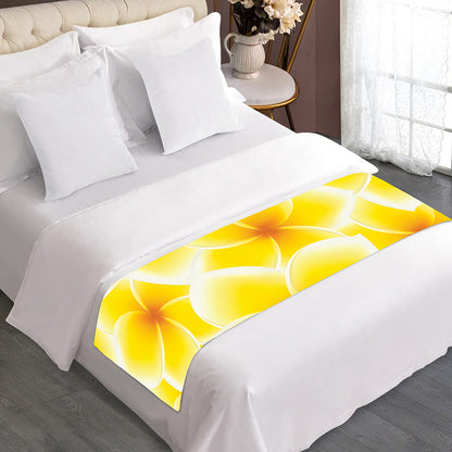 Yellow Frangipani Pattern Print Bed Runner