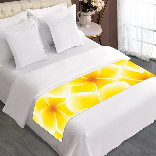Yellow Frangipani Pattern Print Bed Runner
