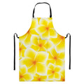 Yellow Frangipani Pattern Print Bib Apron With Pocket