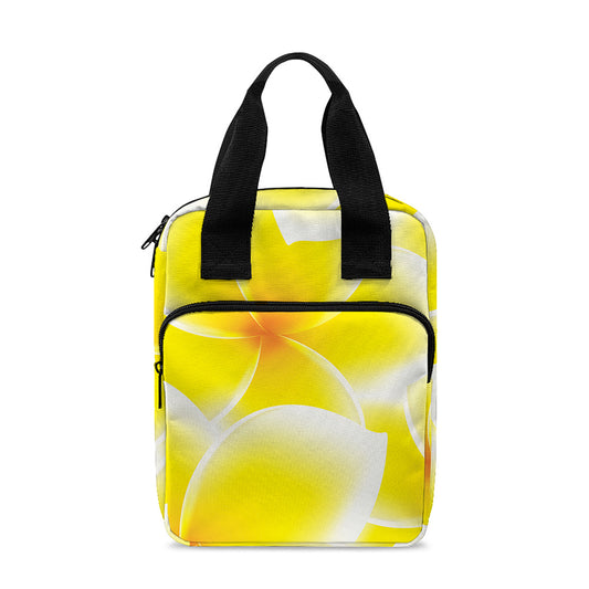 Yellow Frangipani Pattern Print Bible Tote Bag